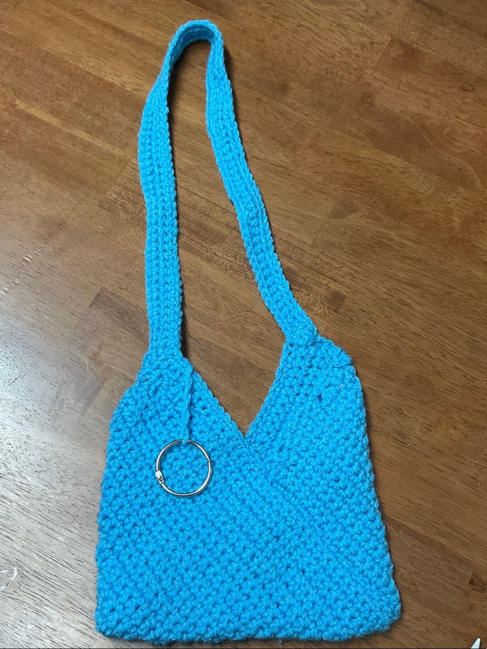 Handcrafted Mini Crochet Shoulder Bag in Bright Turquoise
